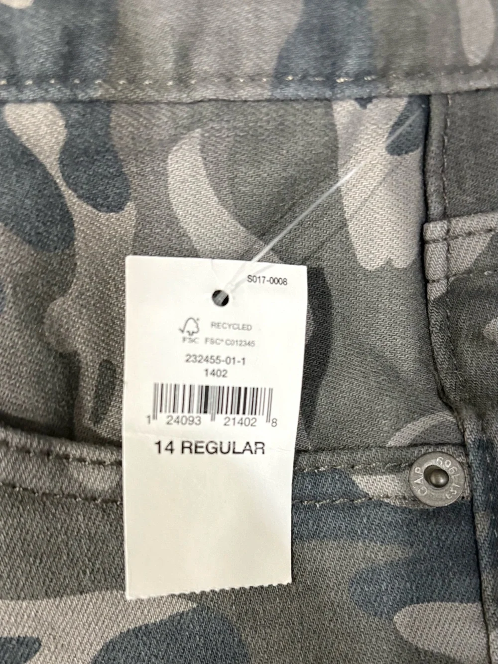 GAP Boy’s Gray Camo Straight-Leg Pants
